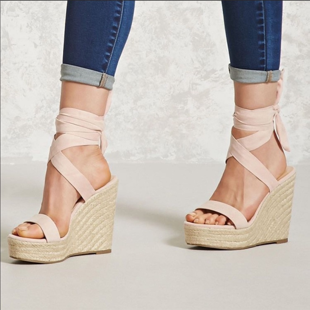 Blush Strappy Wedge